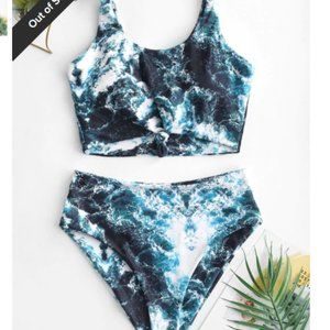 Knot high waisted tankini